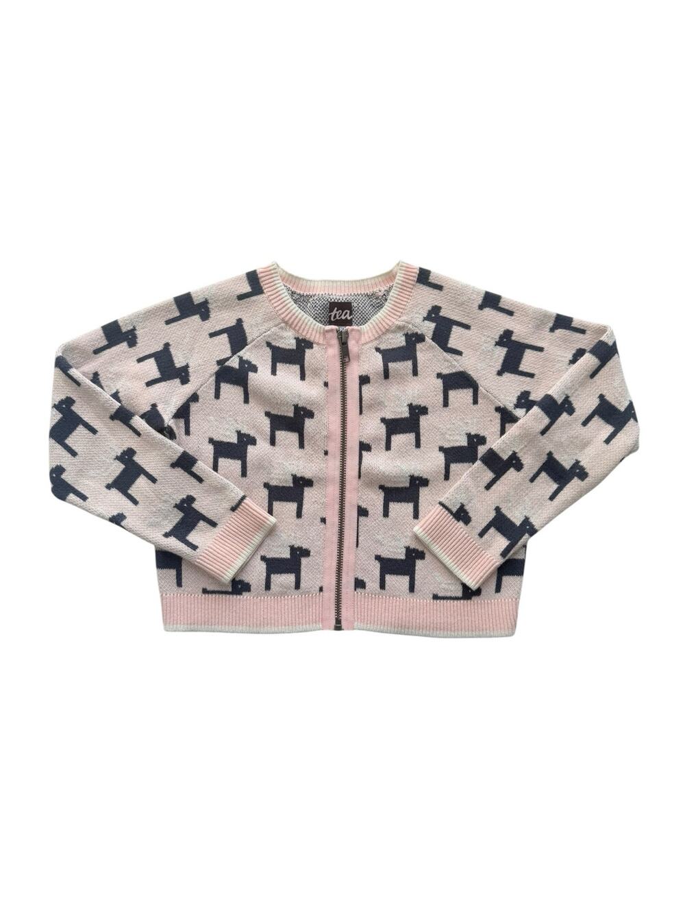 Tea Collection Sweden Reindeer Zip Cardigan Size 4-5